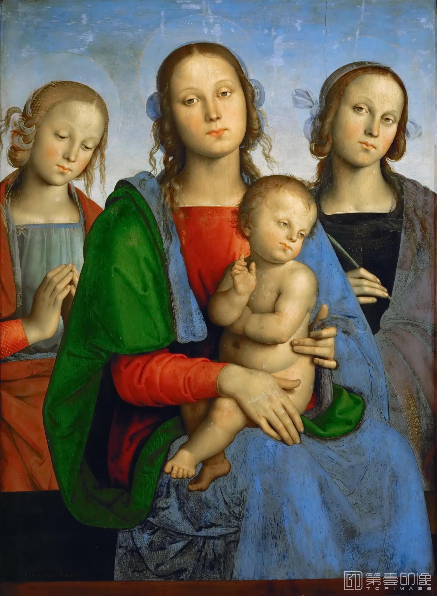 油画-奥地利维也纳艺术史博物馆-Peruginoc. Madonna and Child with Saints Rosa-627